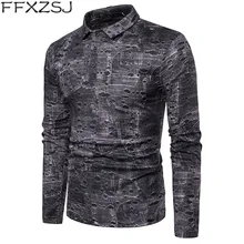 Мужская хипстерская рубашка поло с дырками, ретро принт, длинный рукав, черные рубашки поло, хип-хоп, рваные, уличная одежда, певица, Swag Rap, поло, Homme, XXL