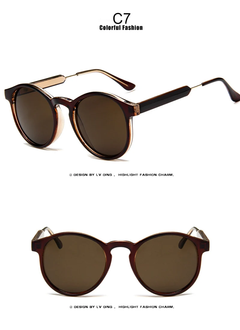 Ретро Круглые Солнцезащитные очки для женщин и мужчин фирменный дизайн прозрачные женские солнцезащитные очки для мужчин Oculos De Sol Feminino Lunette Soleil UV400