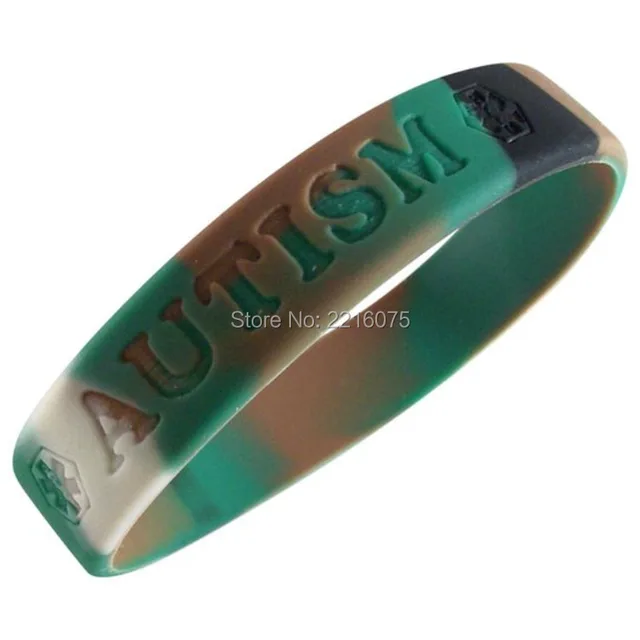 300pcs Debossed Camo Autism Medical Alert Wristband Silicone 300pcs Debossed Camo Autism Medical Alert Wristband Silicone Bracelets Free Shipping By Dhl Express