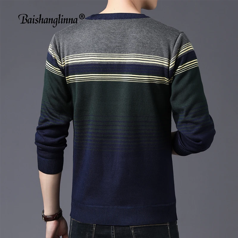 Baishanglinna Sweater Men O-Neck Pullover Men Winter Slim Fit Long Sleeve Shirt Men Thick Sweaters Knitted Wool Pull Homme 18208