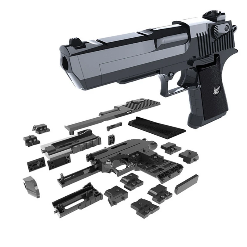 Новинка 2021 игрушечные строительные блоки Пистолет Desert Eagle и револьвер с пулями