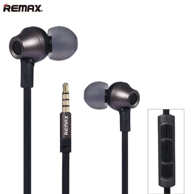 Remax Rm-610d 3.5mm Plug Earphone In-Line Control Stereo Headsets In Ear Earphone HiFi Headset with Microphone for Phone