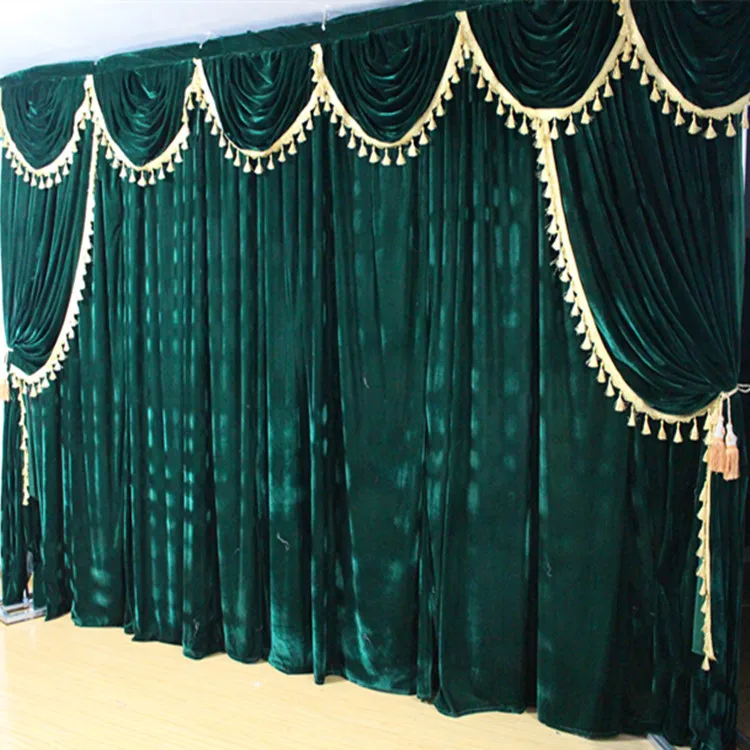 Cortinas de Pano de Fundo Veludo com Borla Cortina para o Casamento Swags Alta Qualidade Festa Backdroung Deaoration 3*6m