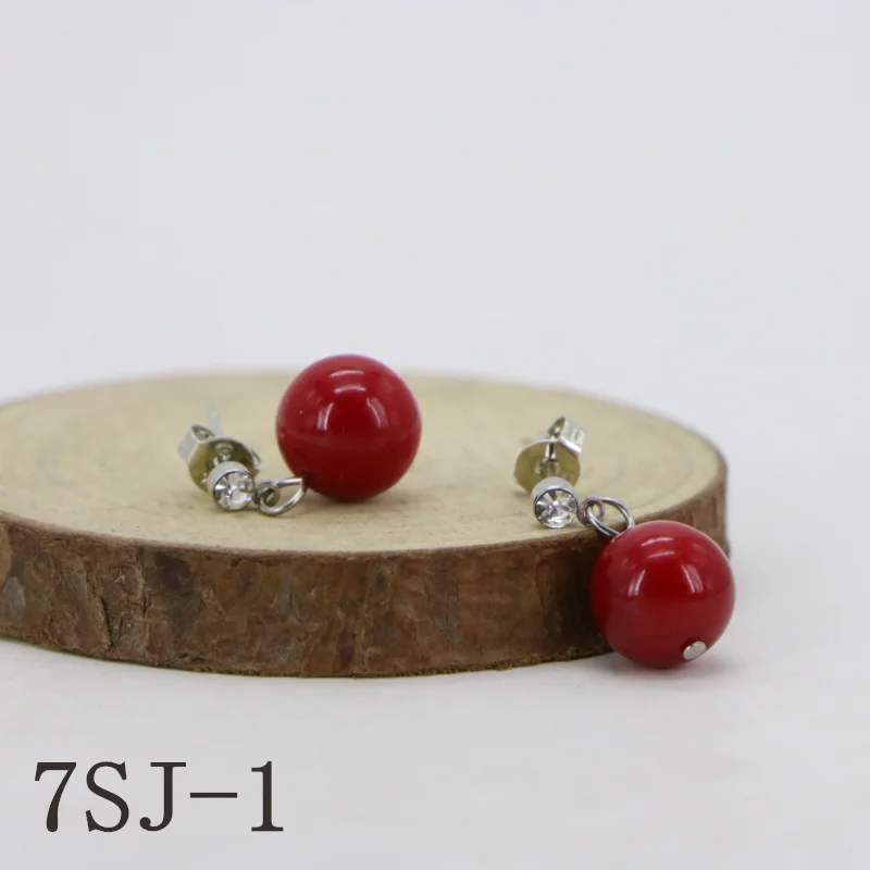 Новая мода красивый 6-14 мм красный коралл круглые бусы ожерелье серьги 1" набор ювелирных изделий оптом и в розницу для женщин и девушек подарочные части