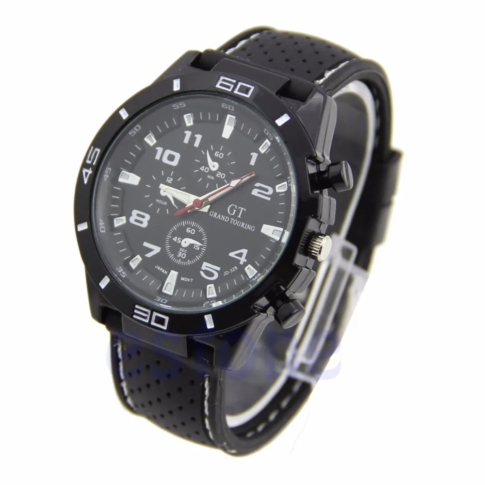 

Fashion Men Sports Watches Stainless Steel Black Silicone Rubber Band Wristwatch Reloj Hombre Montre Homme gai