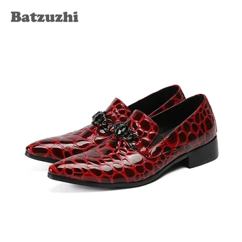 

2018 New Luxury Men Shoes Poined Toe Wine Red Genuine Leather Shoes Men Formal Shoes for Men Wedding and Party Zapatos Hombre