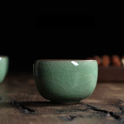 1 шт шесть цветов Китайский Longquan Celadon фарфоровые Gaiwan чайные чашки фарфоровая чаша 100 мл китайский заварочный чайник Celadon Crackle чайная чашка - Цвет: Ge Kiln Plum Green