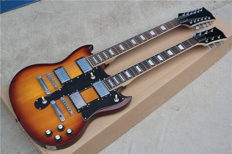 

Free Shipping Factory Custom new High Quality Double Neck 1275 Sunburst 6/12 strings Electric Guitar 16 131