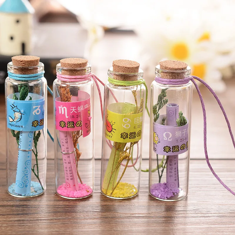1Set Of 12 Constellations Birthday Gift Clear Cork Bottles 1pc 70ml 