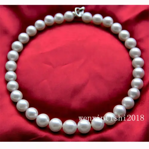 

Free Shipping >>Big Mac 10-11MM PERFECT WHITE SOUTH SEA ROUND PEARL necklace 18 " AAA ++