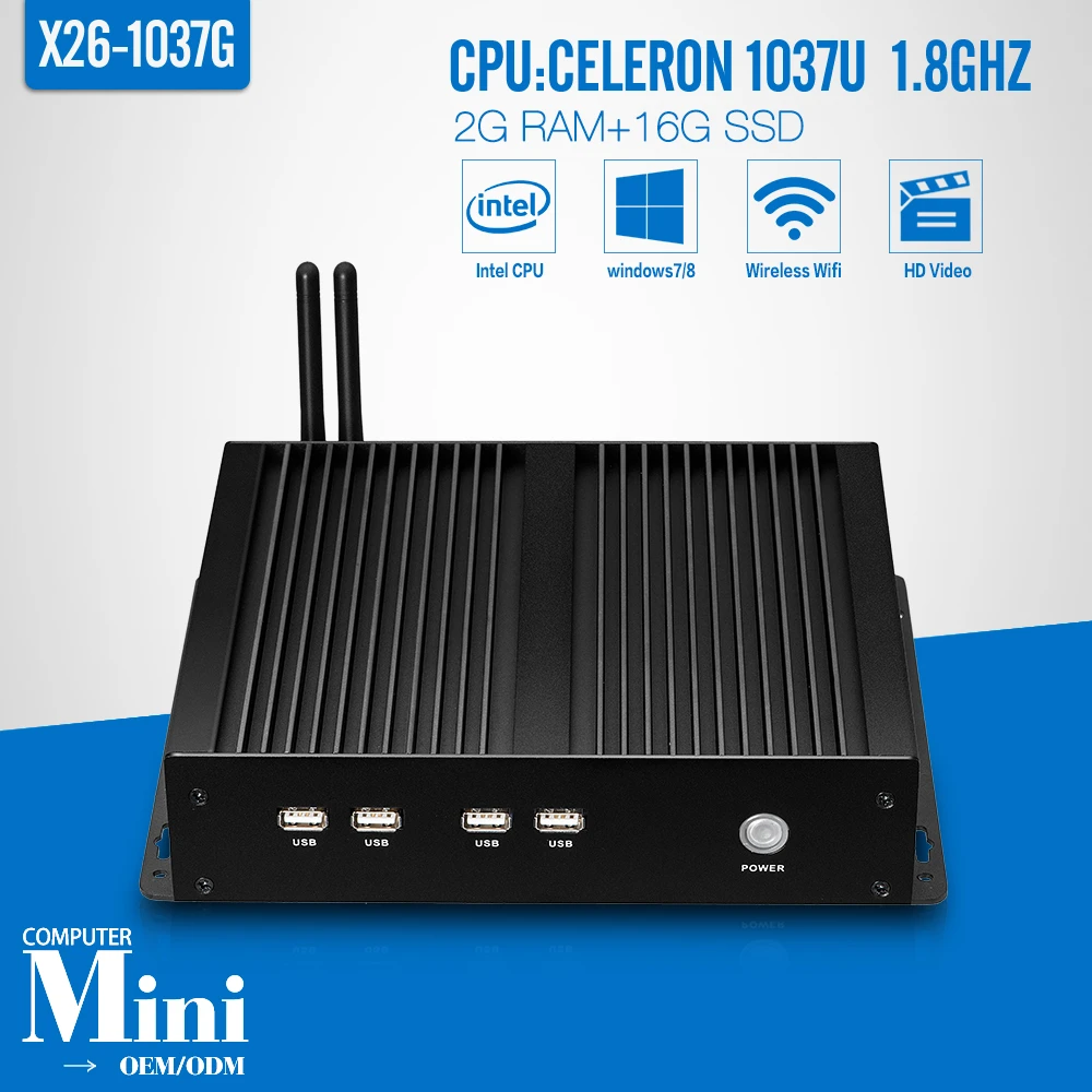 mini pc Desktop computer X26-1037G C1037U 2g ram 16g ssd With wifi High performance laptop computer thin client