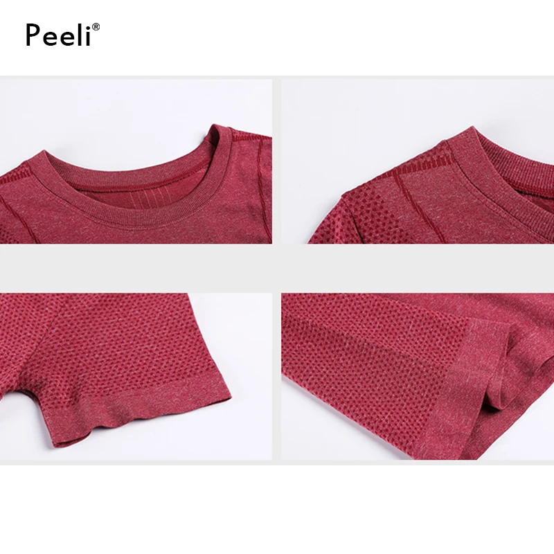 Peeli, бесшовные топы для йоги, короткий рукав, спортивный топ, одежда для фитнеса, спортивный топ, женская футболка для тренировок, йоги, рубашка для активного отдыха, Femme