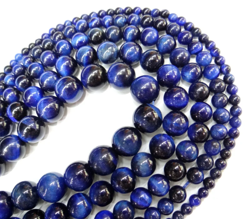 Natural Gem Stone Bead Blue Lapis Lazuli Tiger Eye Agates 15&quot Strand 4 6 8 10 12 MM Round Loose Beads Diy Jewelry Making | Украшения и