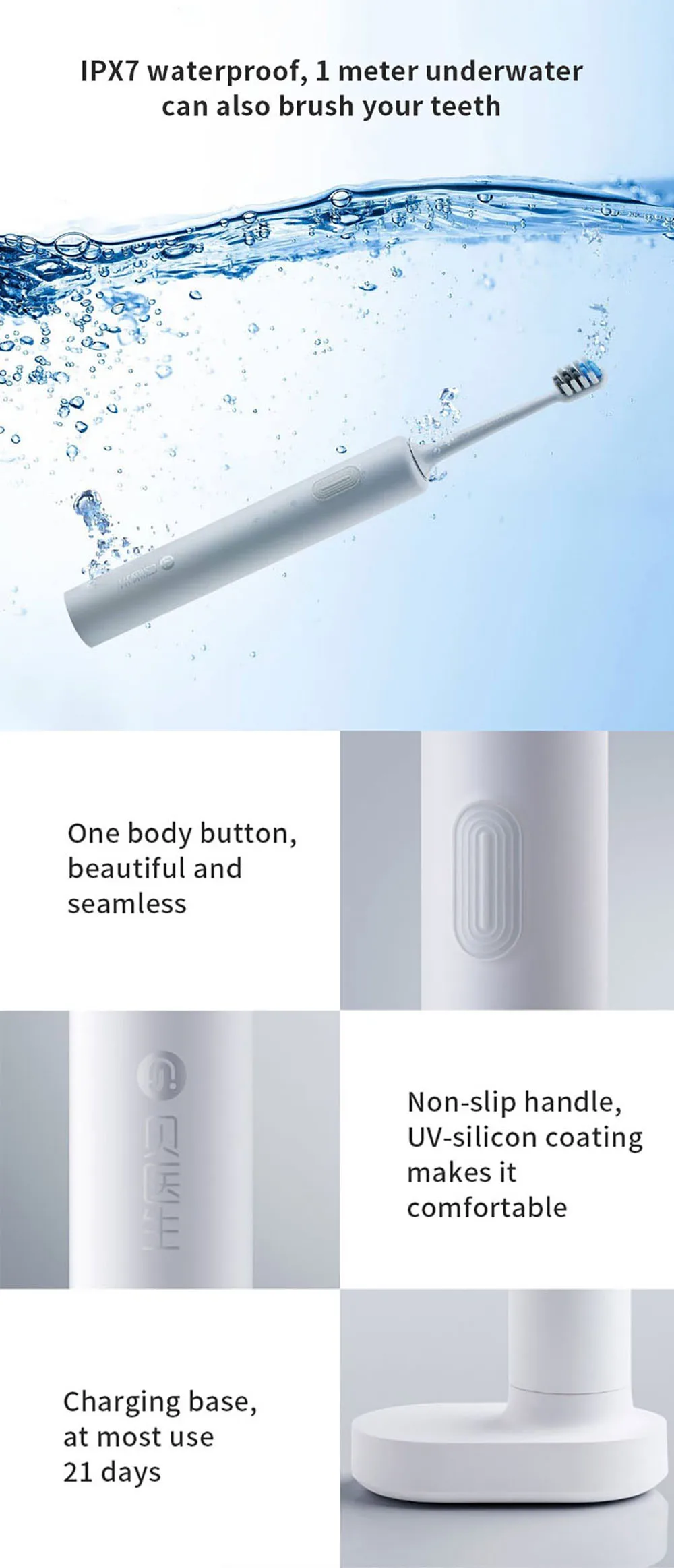 Xiaomi Mijia Doctor B щетка режимы Essence Sonic электрическая Беспроводная USB перезаряжаемая зубная щетка IPX7 Водонепроницаемая с 2 головками