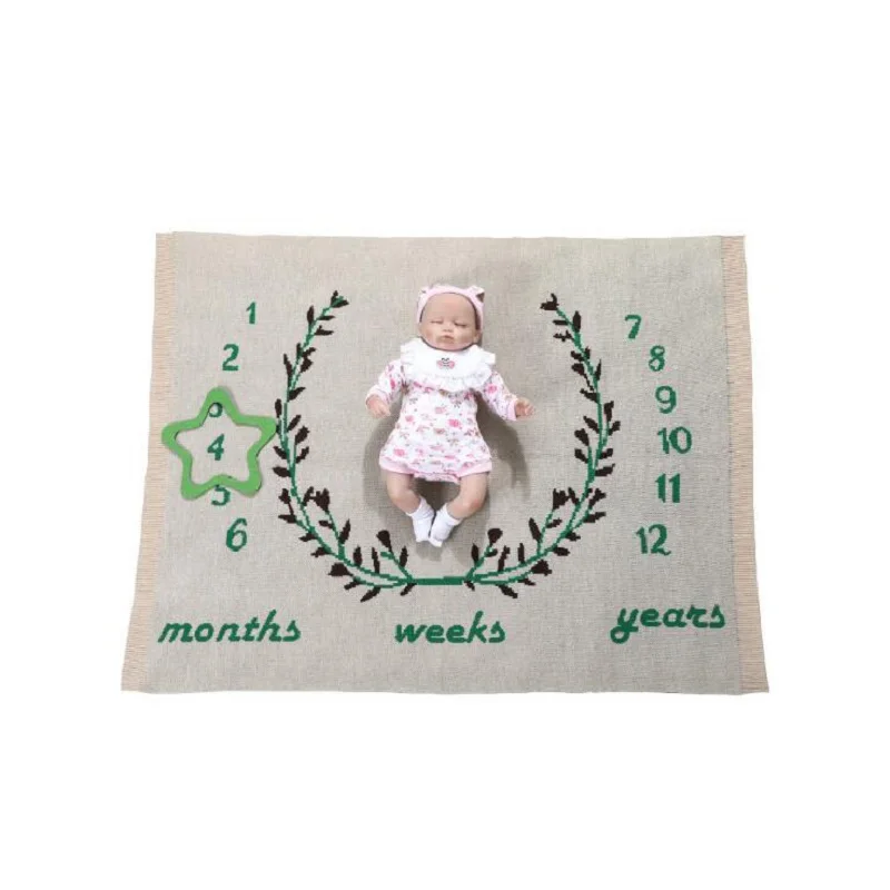Acrylic Baby Growth Month Commemorate Cartoon Blanket Knitting Milestone Baby Milestone Comfort Blanket