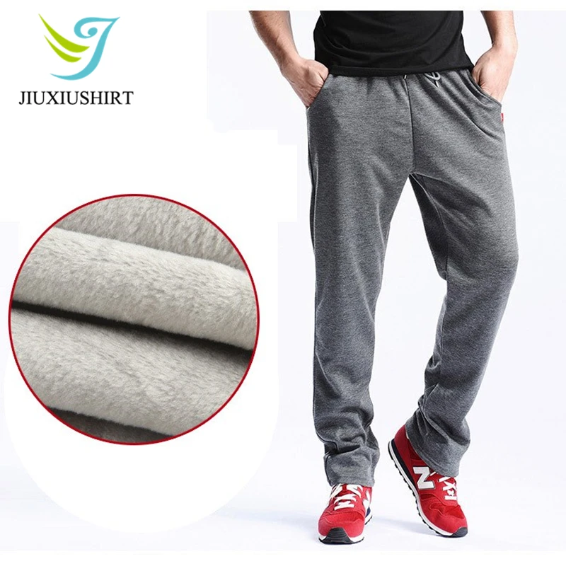 

JINXIUSHIRT Running Pants Winter Men Sportwear Plus Cashmere Gym Leggings Football Training Fitness Elastic Drawstring Trousers