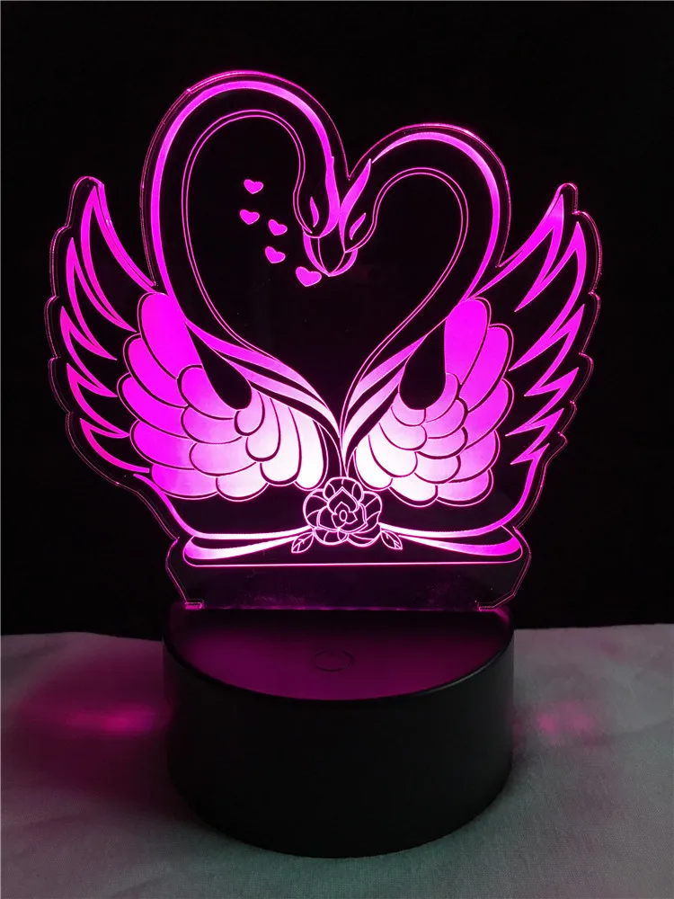 GAOPIN Lovely Swan 3D лампа светильник RGB светодиодный USB Настроение Ночной многоцветный