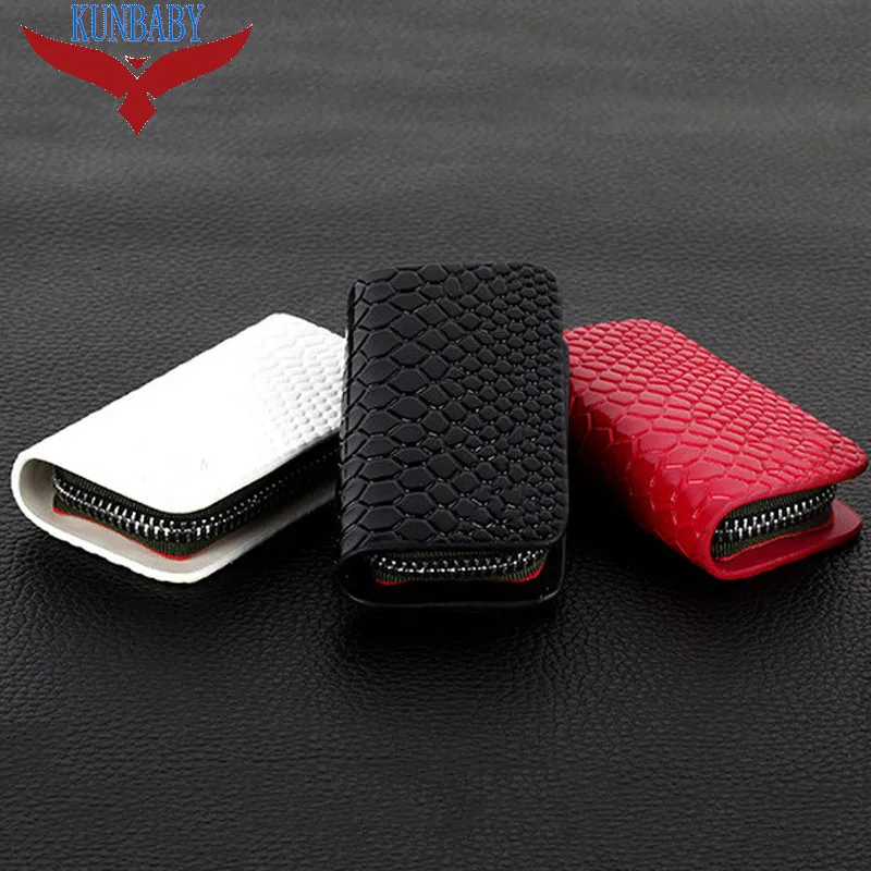 

Snakeskin Genuine Leather Car Key Case Holder Key Wallet Keychain Covers Zipper Key Case Bag For Jeep VW BMW Ford and so on
