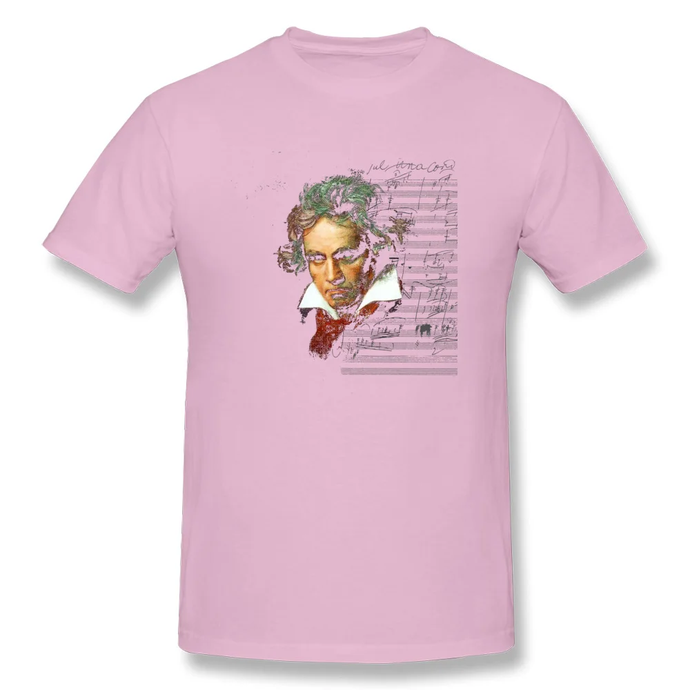 Beethoven Wholesale Men T Shirt Round Neck Short Sleeve 100% Cotton Fabric Tops Tees Simple Style Tee-Shirts Drop Shipping Beethoven pink