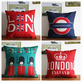 

#1042 British retro England London solder printed linen cushion cover sofa bed car home room Dec wholesale