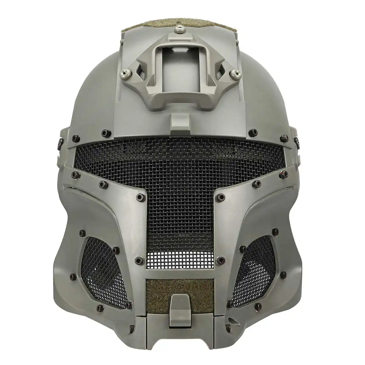 ABS интегрированный Ретро Спорт воин полное лицо сетка для шлема щит Железный воин Тактический Открытый ретро мотоцикл 4 цвета - Цвет: Grey