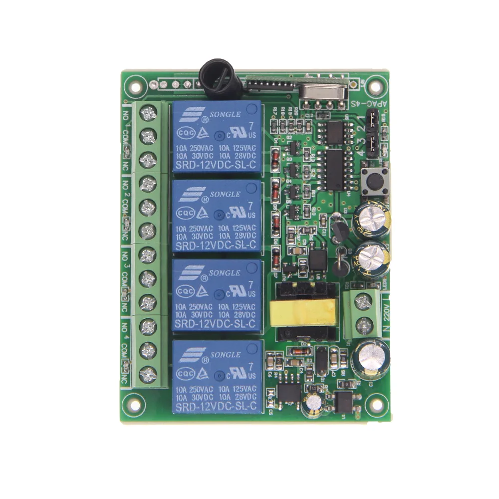 

AC 220V 10A 4 CH 4CH RF Wireless Remote Control LED Light Switch System Receiver,315 / 433 MHz