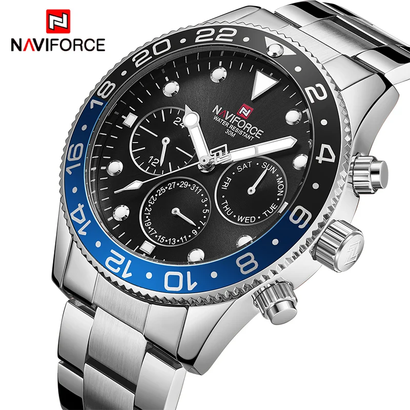 Мужские часы Топ люксовый бренд NAVIFORCE модные спортивные водонепроницаемые 24 часа