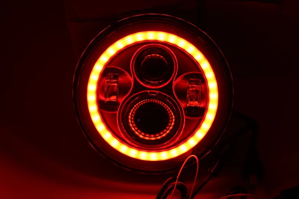  2 X Wrangler 7 Inch 40W Red LED Headlight with Red Halo Ring DRL Headlamps For Jeep Wrangler JK for - 32810805263