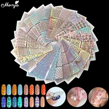 Monja 6/18 шт Нейл-арт винилы полые Лазерная передачи Фольга Стикеры трафарет Гель-лак изображение DIY Руководство Шаблон штампа наклейка