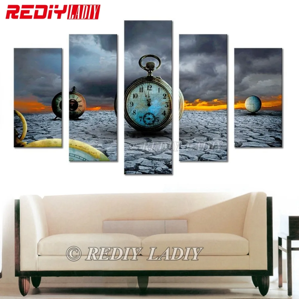 

Diamond Painting Triptych Diamond Embroidery Time & Clock Multi Pictures Rhinestones Cross Stitch Modular Wall Arts Home Decor