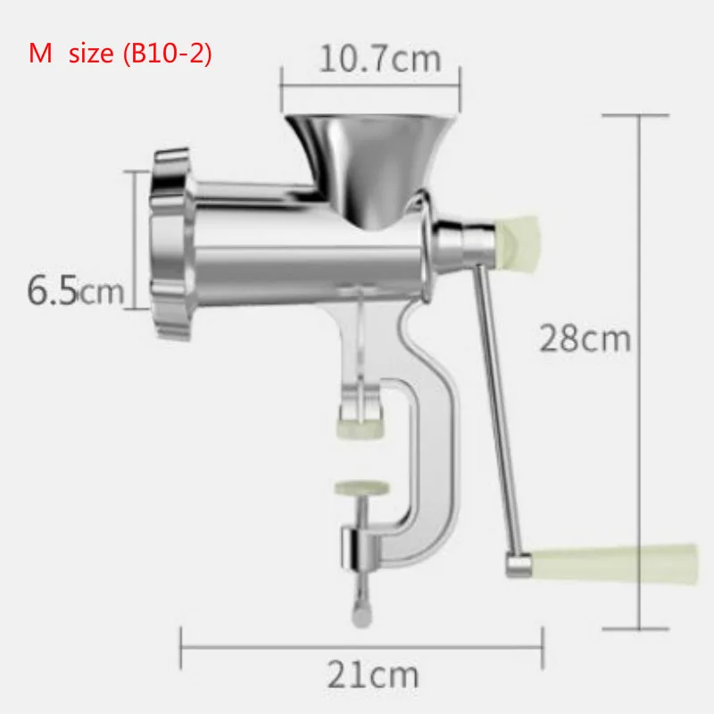 4 размера, 4 в 1, многофункциональная мясорубка, ручная домашняя дробилка для колбасы, шприц, наполнитель, экструдер, мясорубка, клизма, бесплатный подарок, 3 трубки - Цвет: M  size (B10-2)