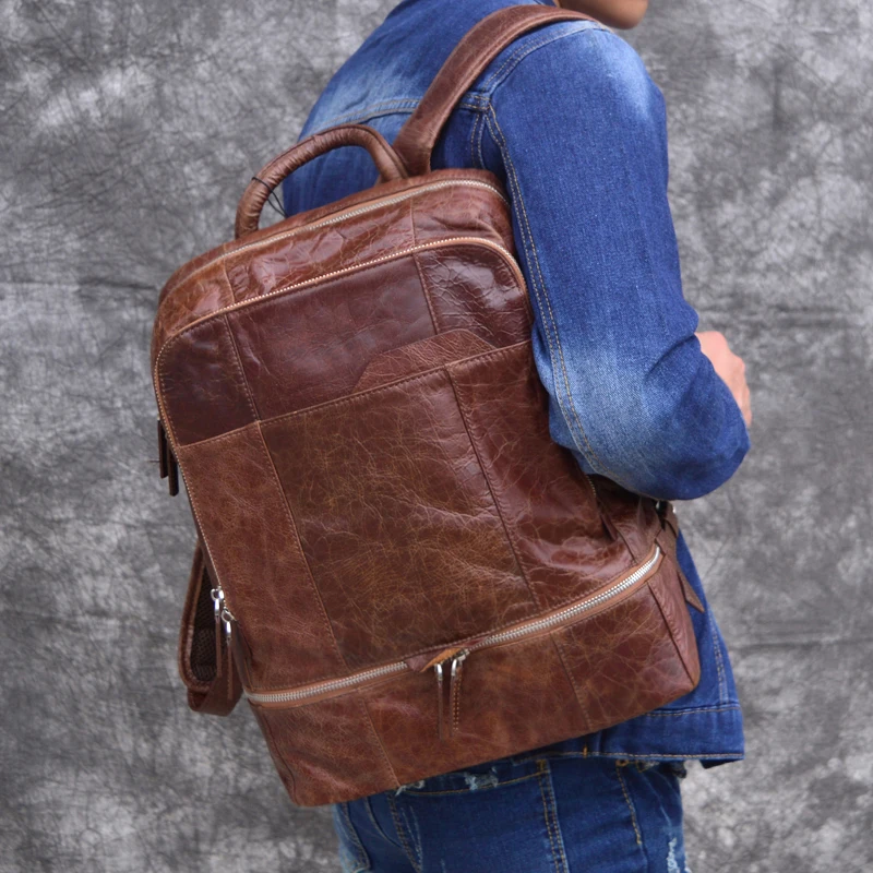 Schicht Casual Herren Wachs Computer Tasche Öl Flut Rucksack Retro Reisetasche 1 Aetoo Leder Top f0wg18q