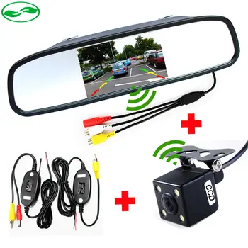 

2.4GHz Wireless Car Parking Assistance Camera Monitor Video System, Wireless Rearview Camera With 4.3" Mirror Monitor