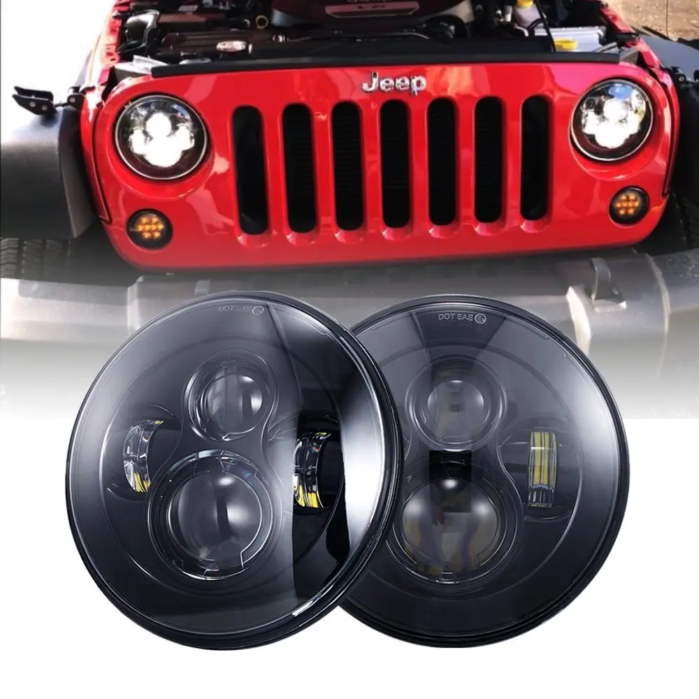 2X7 дюймов круглый светодиодный прожектор для Jeep Wrangler JK TJ LJ lada niva 4x4 suzuki samurai Hummer H1 H2