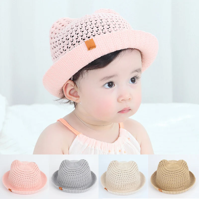

Panama Children's Summer Baby Hats Children Bucket Cap For Infant Baby Boys Girls Sun Hat Hollow Mesh Caps Casual Beach Caps