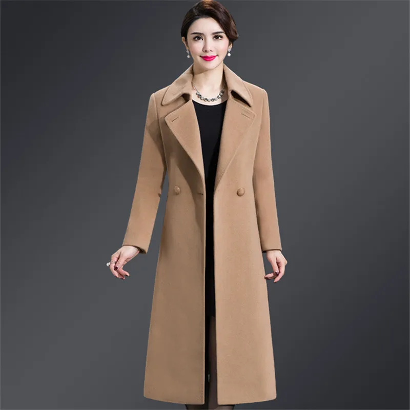 Зимнее шерстяное тонкое пальто корейский стиль высокое качество элегантное женское Новое поступление одежда 4xl пальто