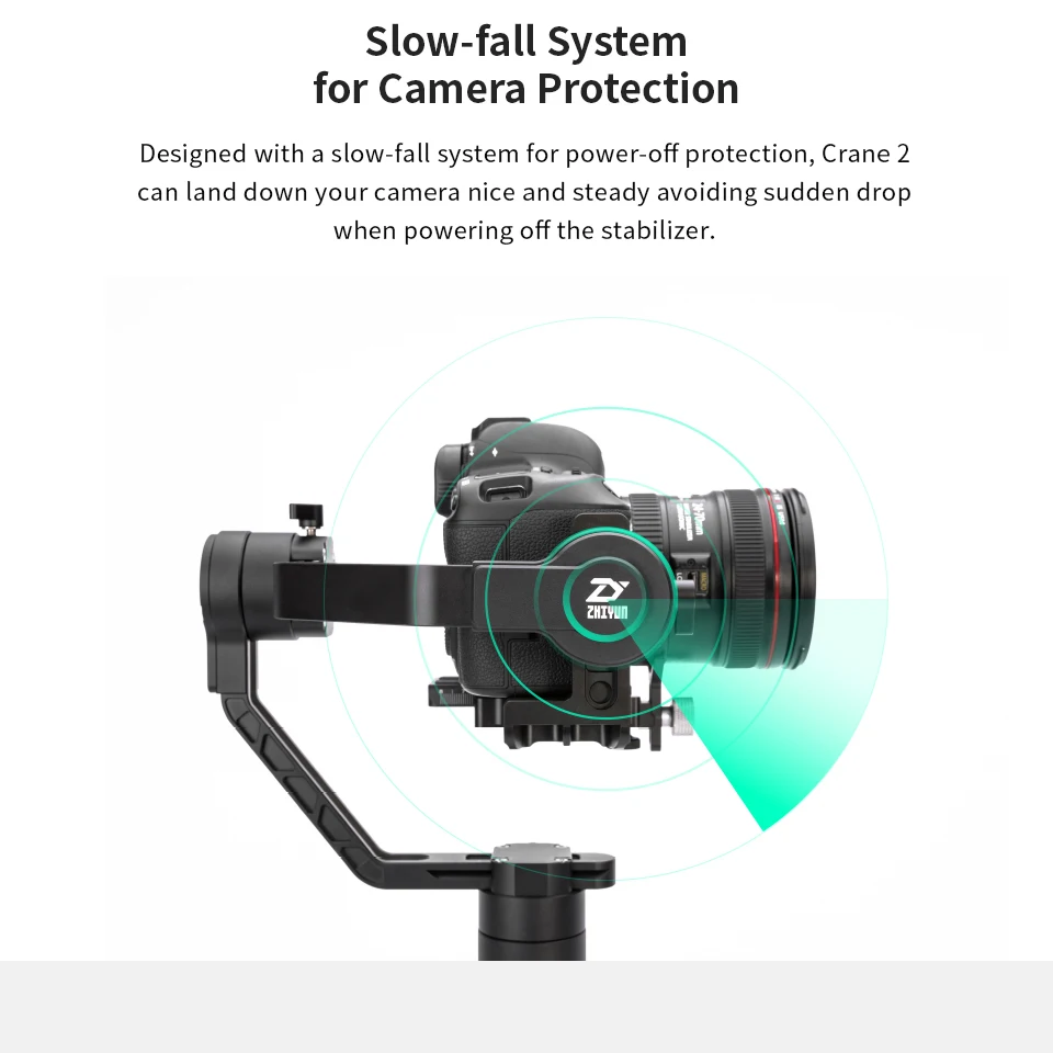 ZHIYUN Crane 2 камера Gimbal с сервоприводом непрерывного фокуса 3,2 кг Полезная нагрузка для беззеркальная камера DSLR SONY Canon Panasonic стабилизатор