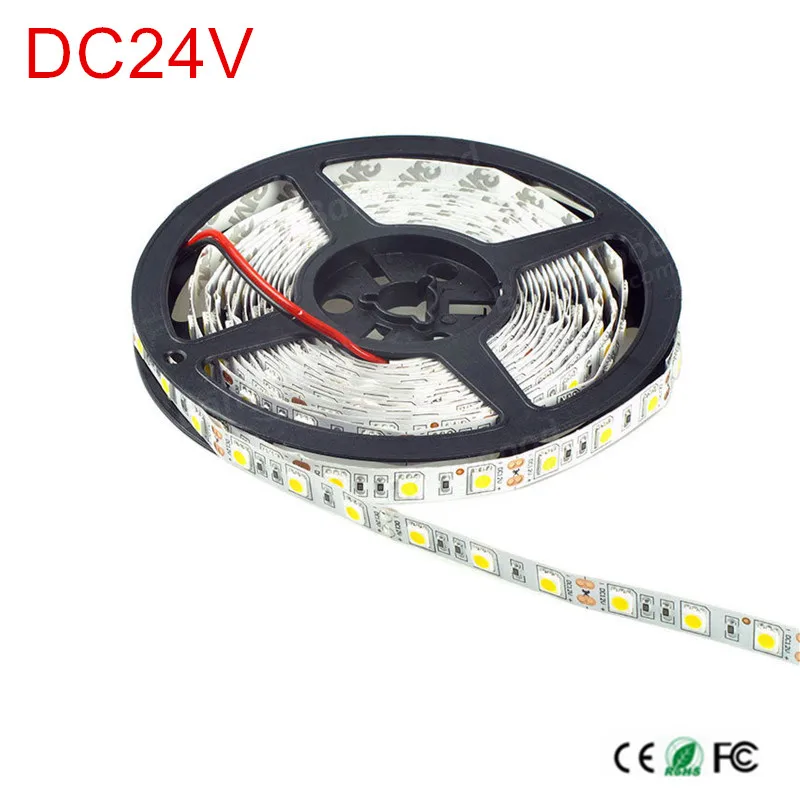 #Best DC24V Waterproof LED Strip 5050 fiexible light 60Led m,5m lot ,Red Green Blue Yellow Cold White Warm white RGB,Free shipping