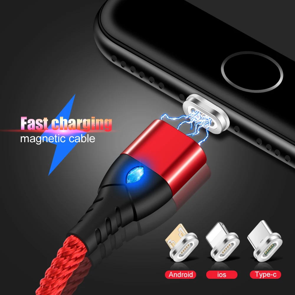 

OLAF For iPhone Xs max Magnetic Cable 5A Fast Charging Magnet Cable For Apple iPhone 6 6s 7 8 Plus 5 5s Braided Nylon cord 100CM