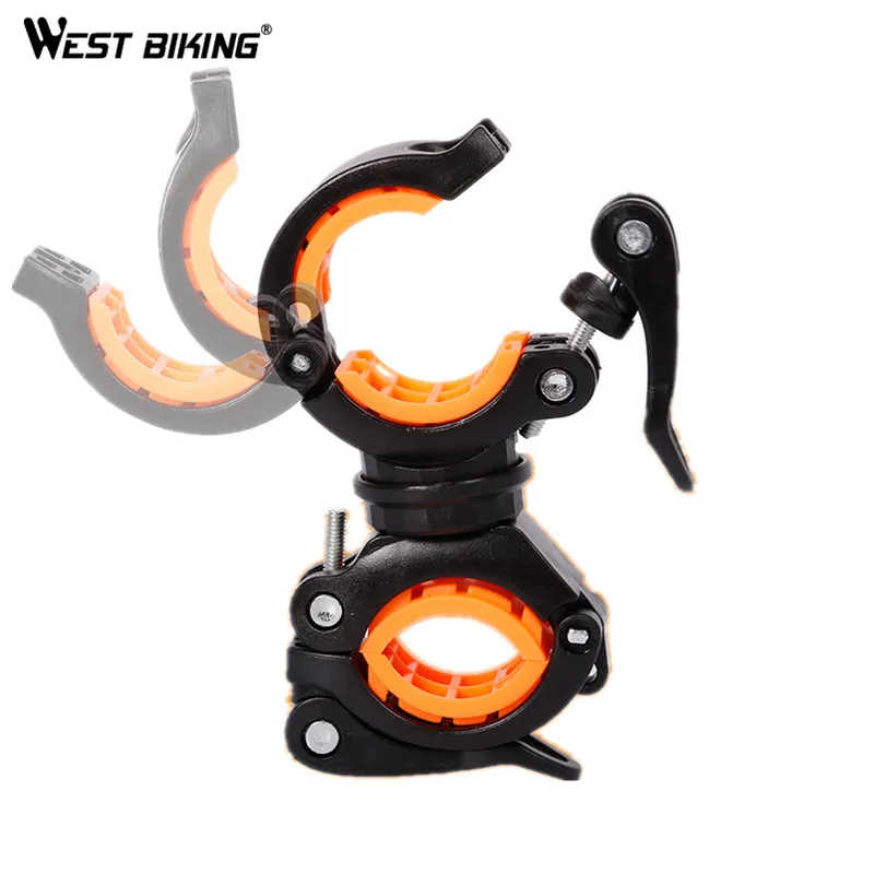 

WEST BIKING Bicycle 360 Degree Rotating Light Holder Cycling Front Lamp Handlebar Double Holder Pump Flashlightg Lamp Holders