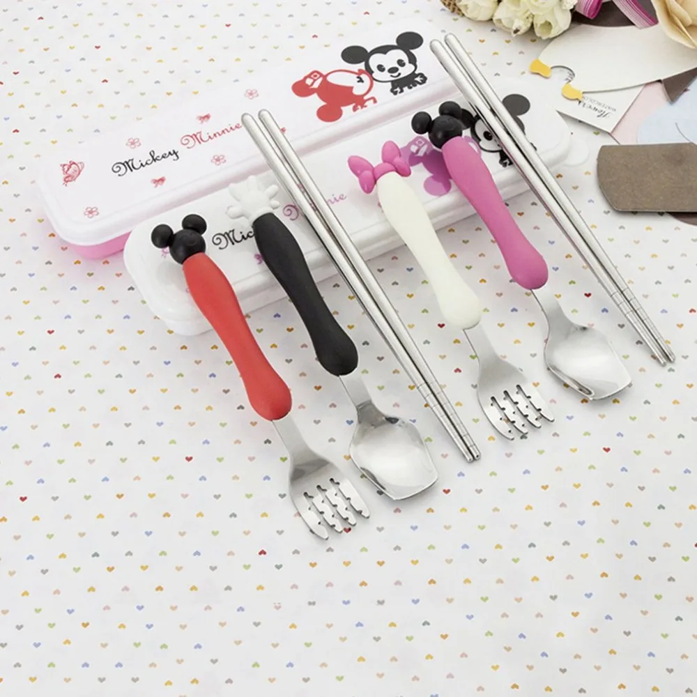 

Portable Cartoon Children's Tableware Set Baby Anti-fall Learning Spoon Fork Set Stainless Steel Dinnerware Set