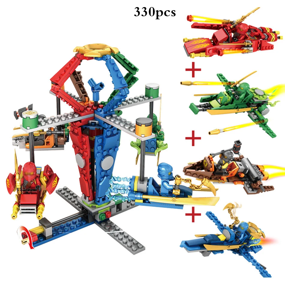 

4 in 1 Ninjagoe Action Figures Carousel Model Building Blocks Compatible Legoed City Ninja DIY Bricks Toys For Children Gifts