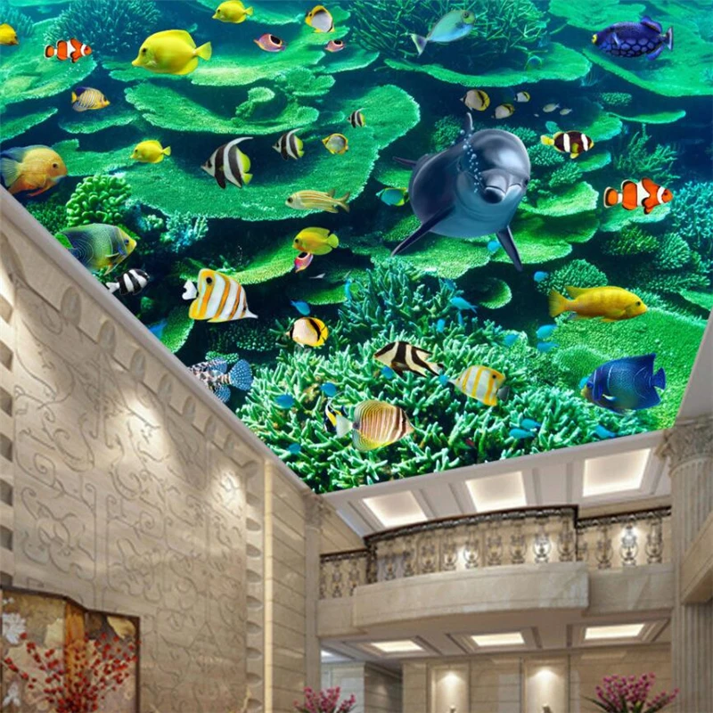 

wellyu Fantasy underwater world coral ceiling ceiling mural custom large mural wallpaper papel de parede 3d para quarto