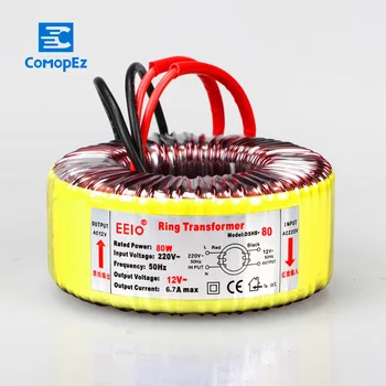 

80W Pure Copper Toroidal Power Transformer 220V to 12V Single Phase Isolated AC Ring Transformer For Power Supply Amplifier