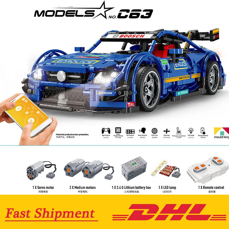 

Technic Series APP Control MOC-6687 Sportscar Building Blocks Remote Control Cars Enlighten Bricks Toy For Kids fit Legoing