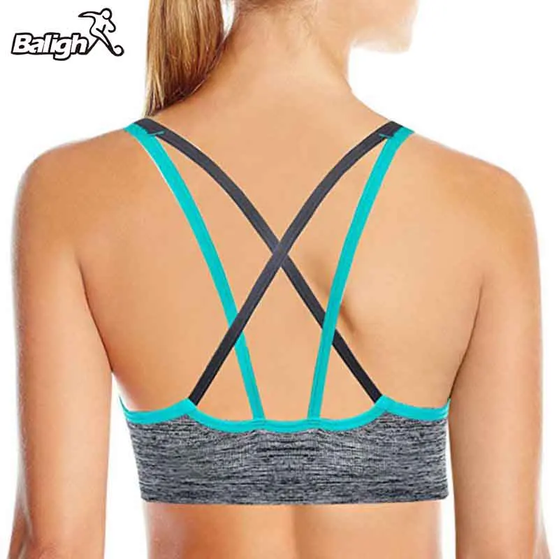 Wireless Contrast Blue White Strappy Back Sports bra For Small Chest Low Support Padded Yoga Bra Cute Crop Top