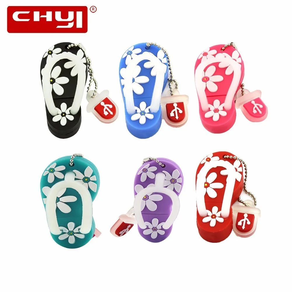 Chyi Новые забавные тапочки USB Flash Drive обуви Pen Drive Cool мультфильм U диска 4 ГБ 8 ГБ 16 ГБ 32 ГБ 64 ГБ флешки Memory Stick для подарка