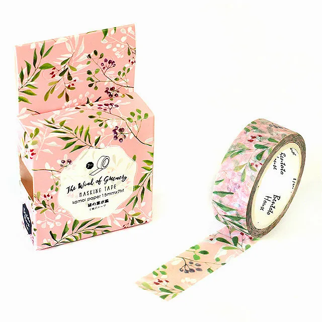 

1pcs Pink Flower Paper Envelope 7Mx1.5CM Paper Adhesive Tape European Style Message Letter Stationary Storage Paper Tape Gift