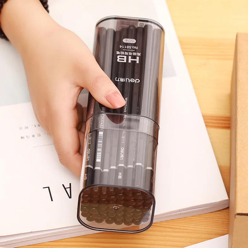 

Free shipping New arrival deli 58114 black pencil hb writing pencil hexagonal bottled 50 pencils