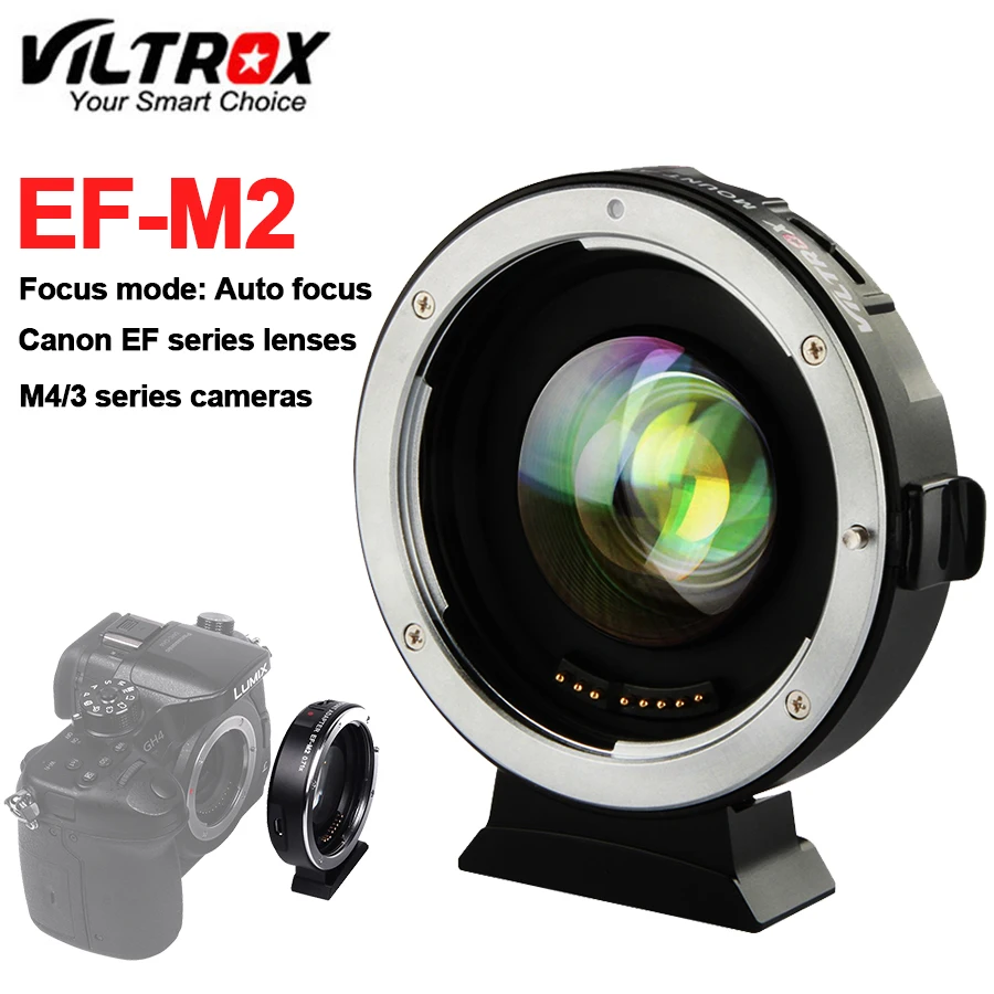 

Lens Adapter Turbo Viltrox EF-M2 0.71X Reduce Speed Booster AF Auto-focus EXIF for Canon EF lens to M43 Camera GH4 GH5 GF6 GF1